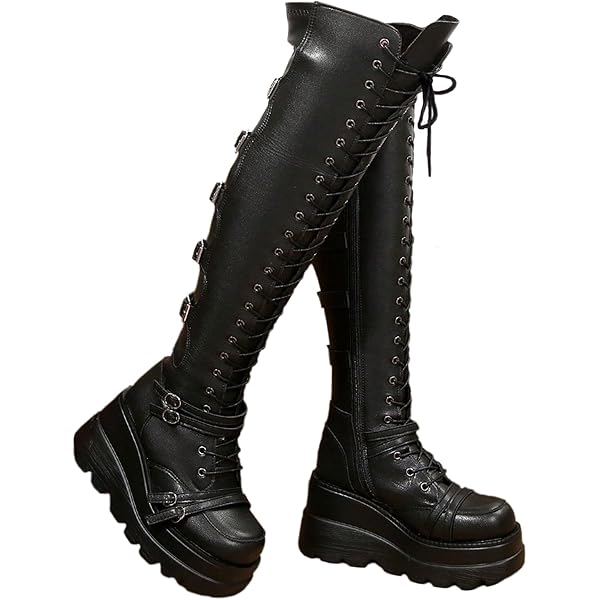 Amazon.com | oiangi Women's Over the Knee Boots Fashion Lace Up
